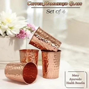 copper hammered glass set of 4 glass