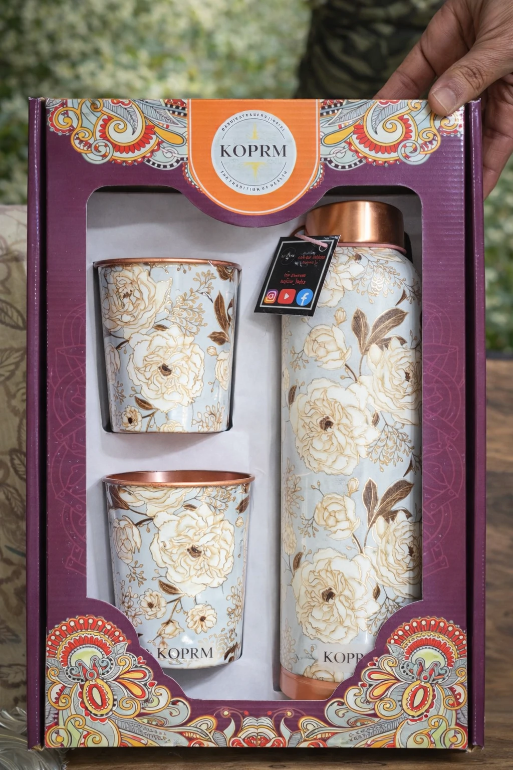 koprm royal meena 3d gift set of 3 - Koprm Copper Bottles koprm royal meena 3d gift set of 3